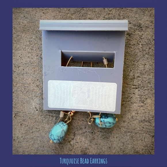 Turquoise Bead Earrings - Picture 2 of 3